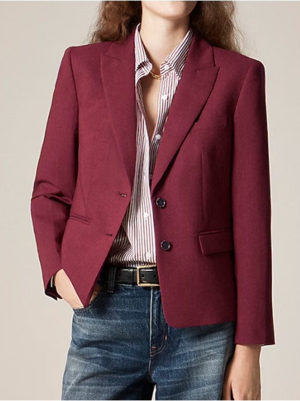 J crew École blazer in Italian gauzy wool blend rich burgundy